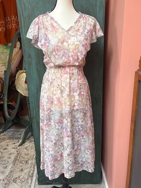 Vintage Sheer Floral Dress | Prairie Style Sz Sm-Med